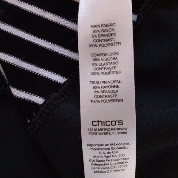 Chico’s | Black White Stripe Stretch Tunic Top | Size M - Picture 8 of 8